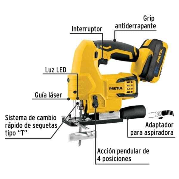 SIERRA CALADORA INALAMBRICA, 20V, PRETUL - Imagen 2