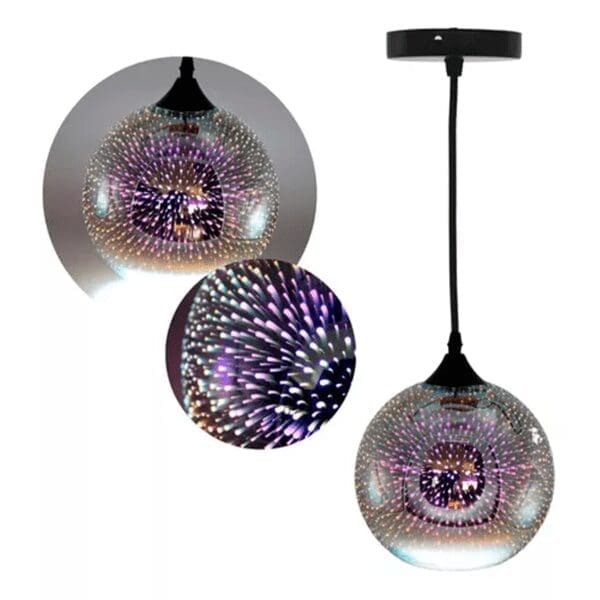 LAMPARA COLGANTE BOLA 3D DECORATIVO MODERNO, GRIS