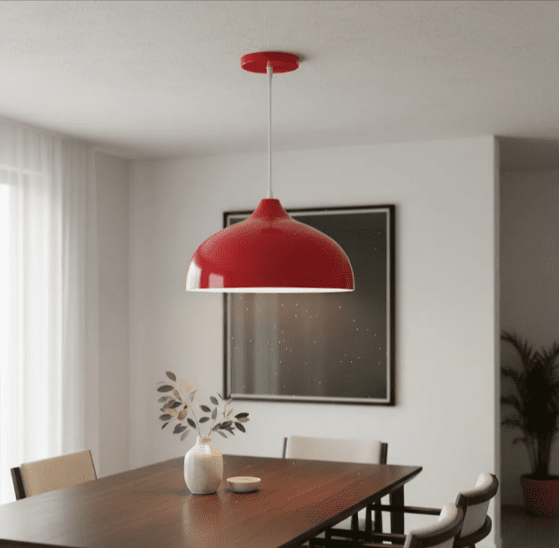 LAMPARA COLGANTE VINTAGE GOTA ROJA, SESENTERA. NO INCLUYE FOCO - Imagen 4