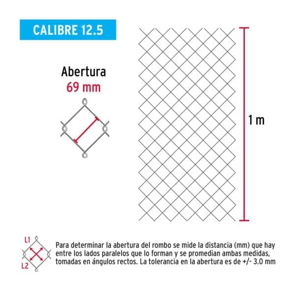 MALLA CICLONICA CAL. 12.5 ( 1 X 20 M ) - Imagen 3