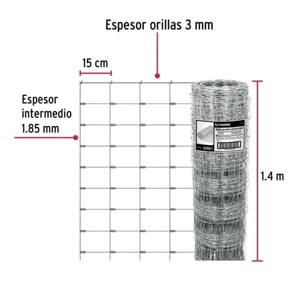 MALLA BORREGUERA 1.40 M. X 50 MTS (Cal. 14.5) - Imagen 3