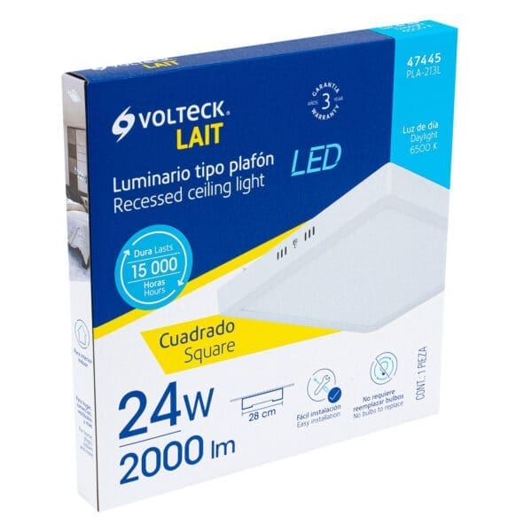 LUMINARIO T/PLAFON CUADRADO MODERNO 24W LED BLANCO - Imagen 2