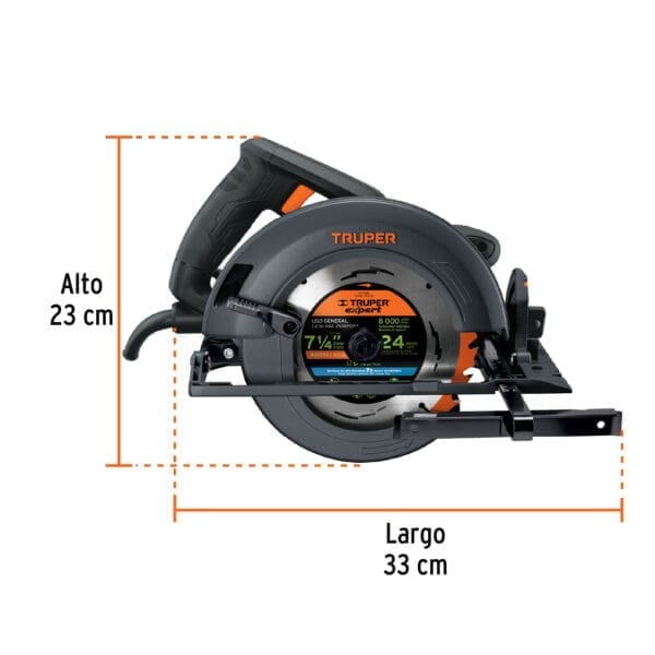 SIERRA CIRCULAR 7-1/4" INDUSTRIAL 1800 W TRUPER - Imagen 3