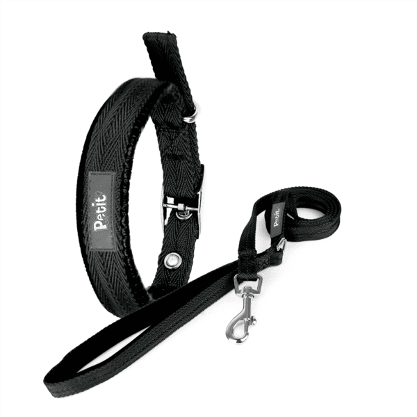 COLLAR & CORREA CHEVRON PARA PERRO, NEGRO, TALLA G, 30 KG