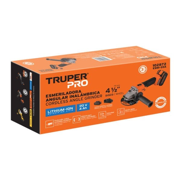 ESMERILADORA 4-1/2", 20V, TRUPER - Imagen 2