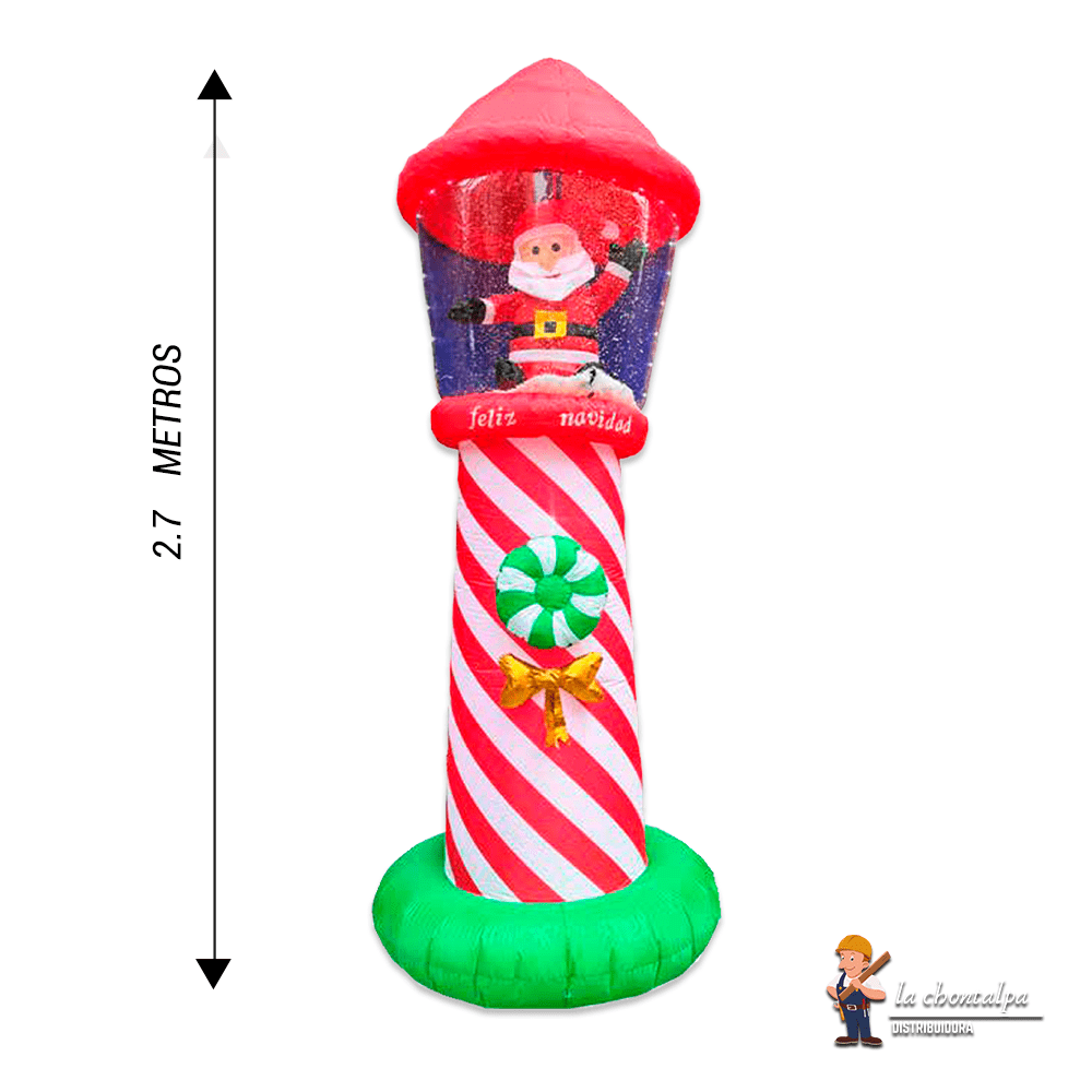 INFLABLE FAROL CON NIEVE Y SANTA 2.7M