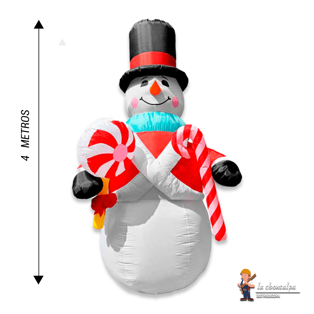 INFLABLE MUÑECO DE NIEVE CON CARAMELO 4M