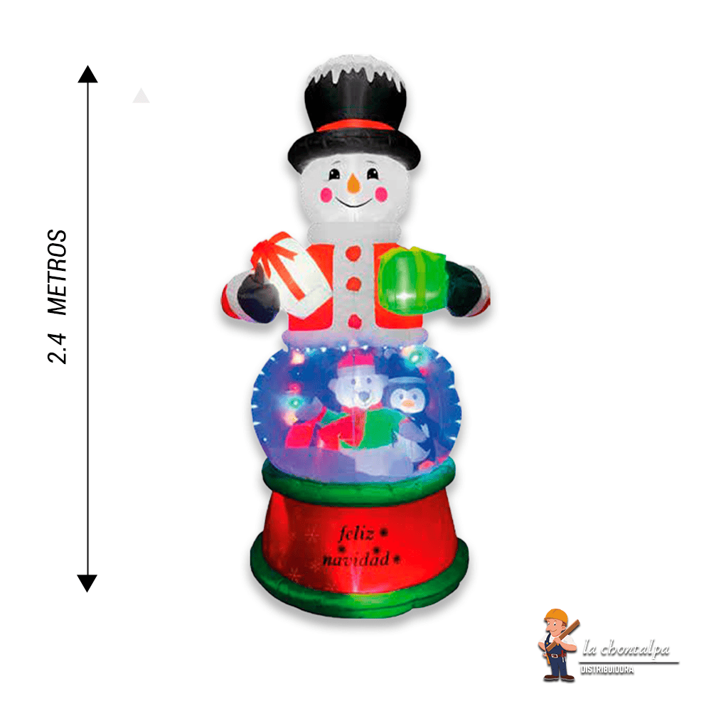 INFLABLE MUÑECO DE NIEVE CON ESFERA DE NIEVE 2.4M