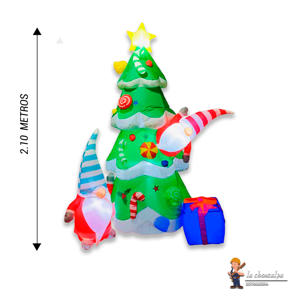 INFLABLE ARBOL NAVIDEÑO CON DUENDES 2.1M