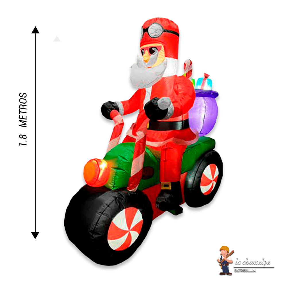 INFLABLE SANTA EN MOTOCICLETA 1.8M
