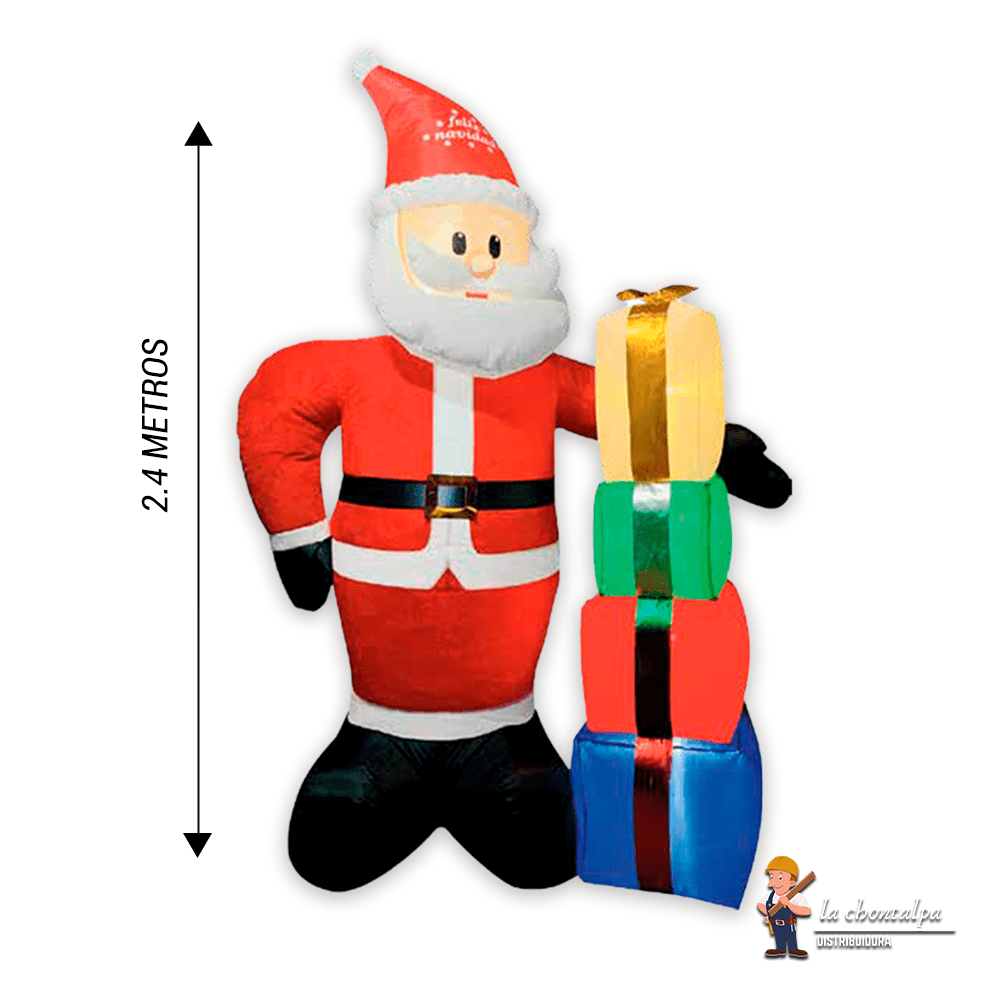 INFLABLE SANTA CON TORRE DE REGALOS, 2.4M